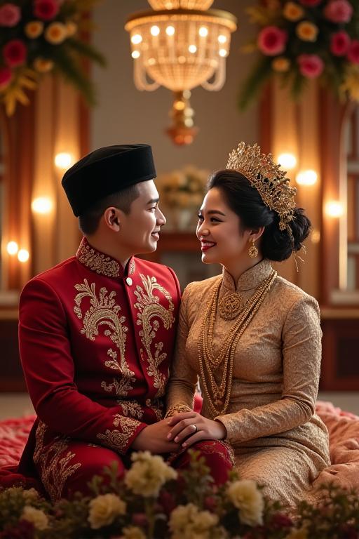 Pasangan pengantin di pelamin