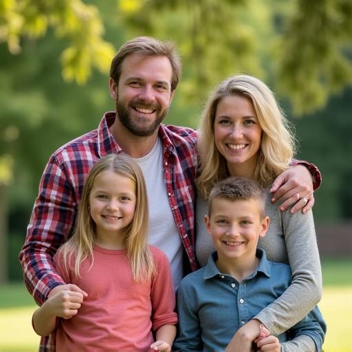 Potret keluarga yang ceria di taman